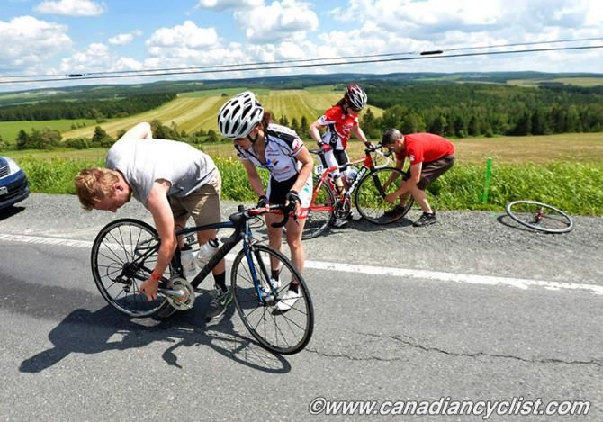 Wheel changes at the top of the course