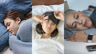 Woman asleep – child, young adult and older adult