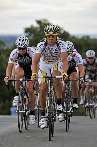 Hayden Roulston of Columbia HTC leads the peloton three minutes behind the leaders.