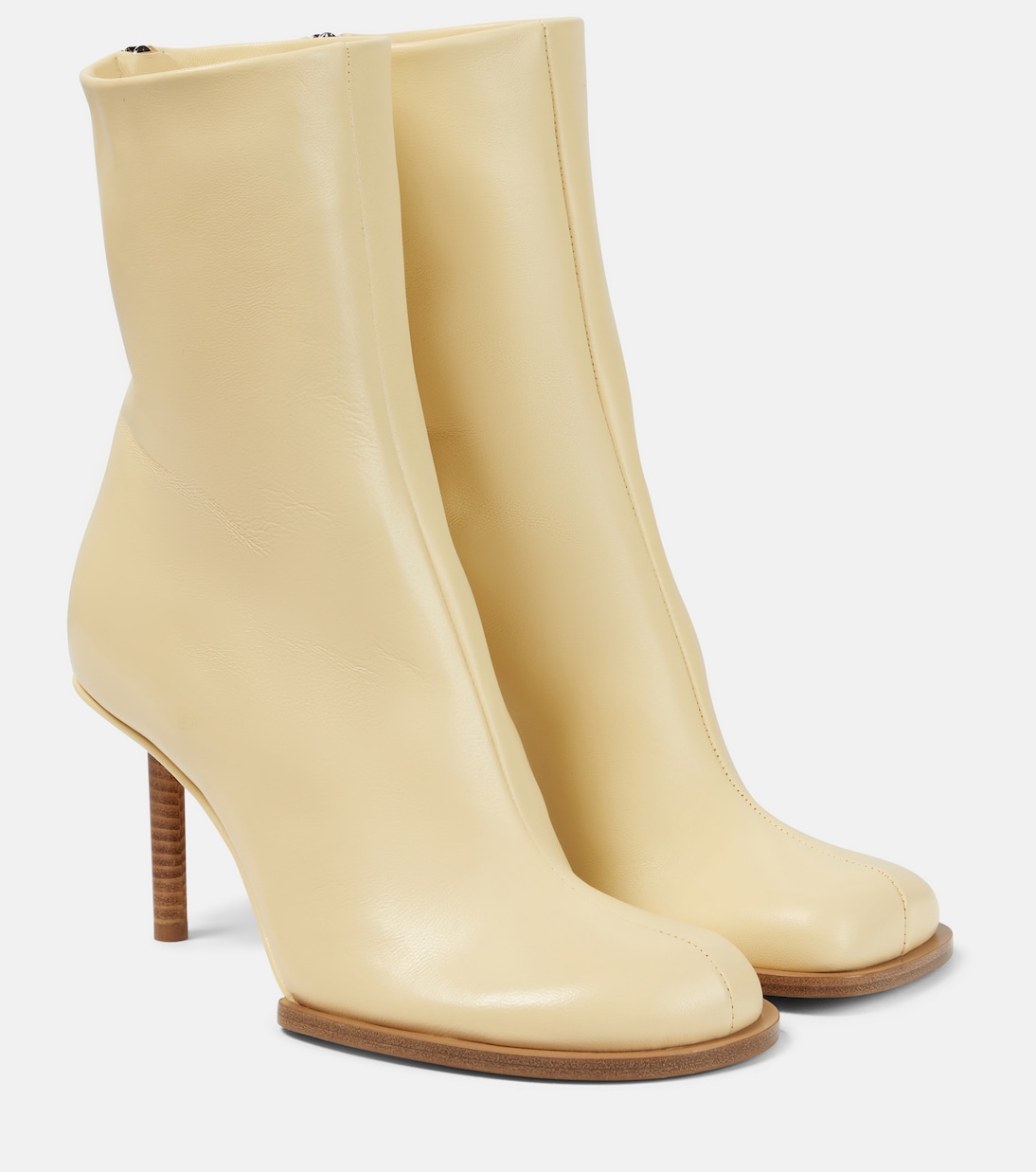 Les Bottines Rond Carr&amp;eacute; Leather Ankle Boots