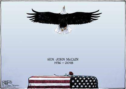 Editorial cartoon U.S. John McCain death tribute eagle