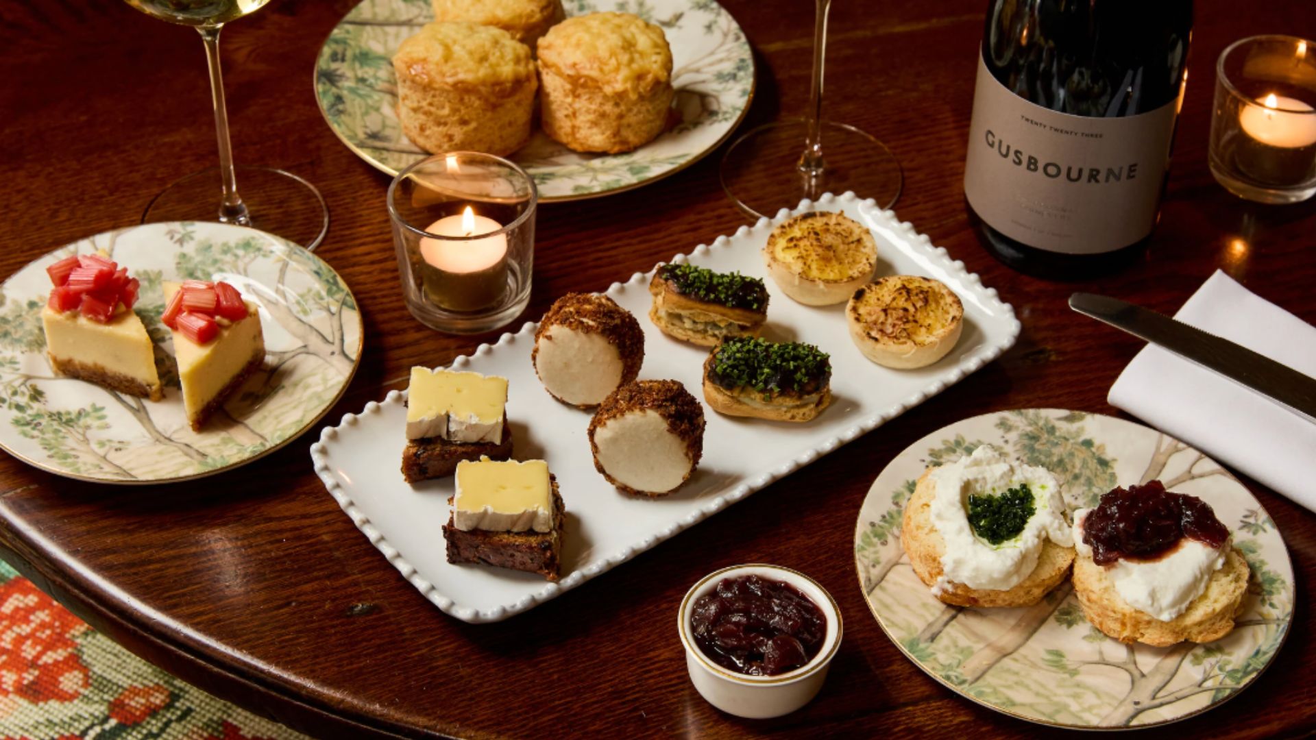 a close up image of the afternoon cheese at Brasserie Max showing the scones, and pastries