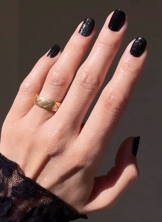 Sparkly black nails