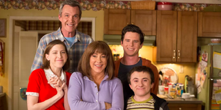 Atticus Shaffer, Patricia Heaton, Neil Flynn, Charlie McDermott, and Eden Sher in The Middle
