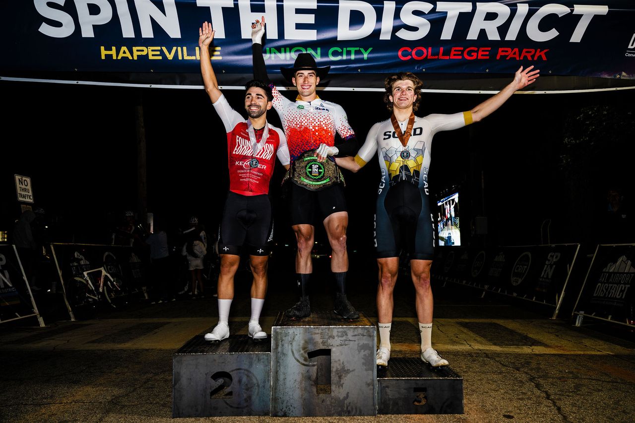 Men's pro podium at Spin The District: Hapeville Crit