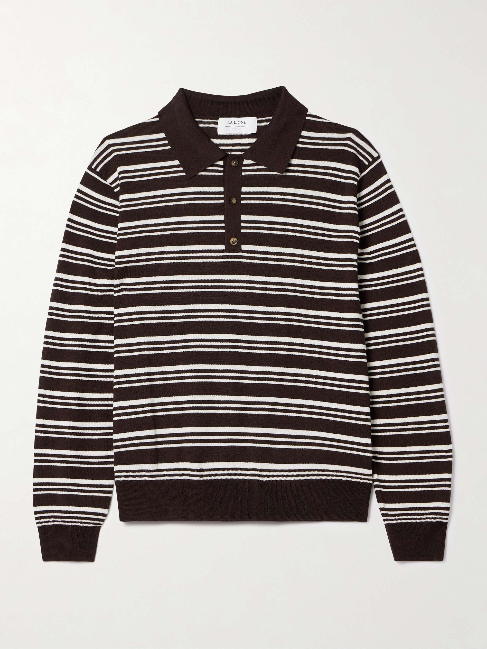 Striped Silk, Wool and Cashmere-Blend Polo Sweater