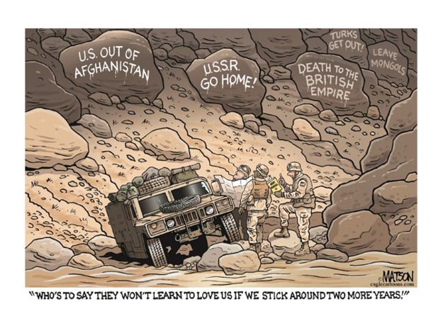 Political cartoon Afghanistan troops