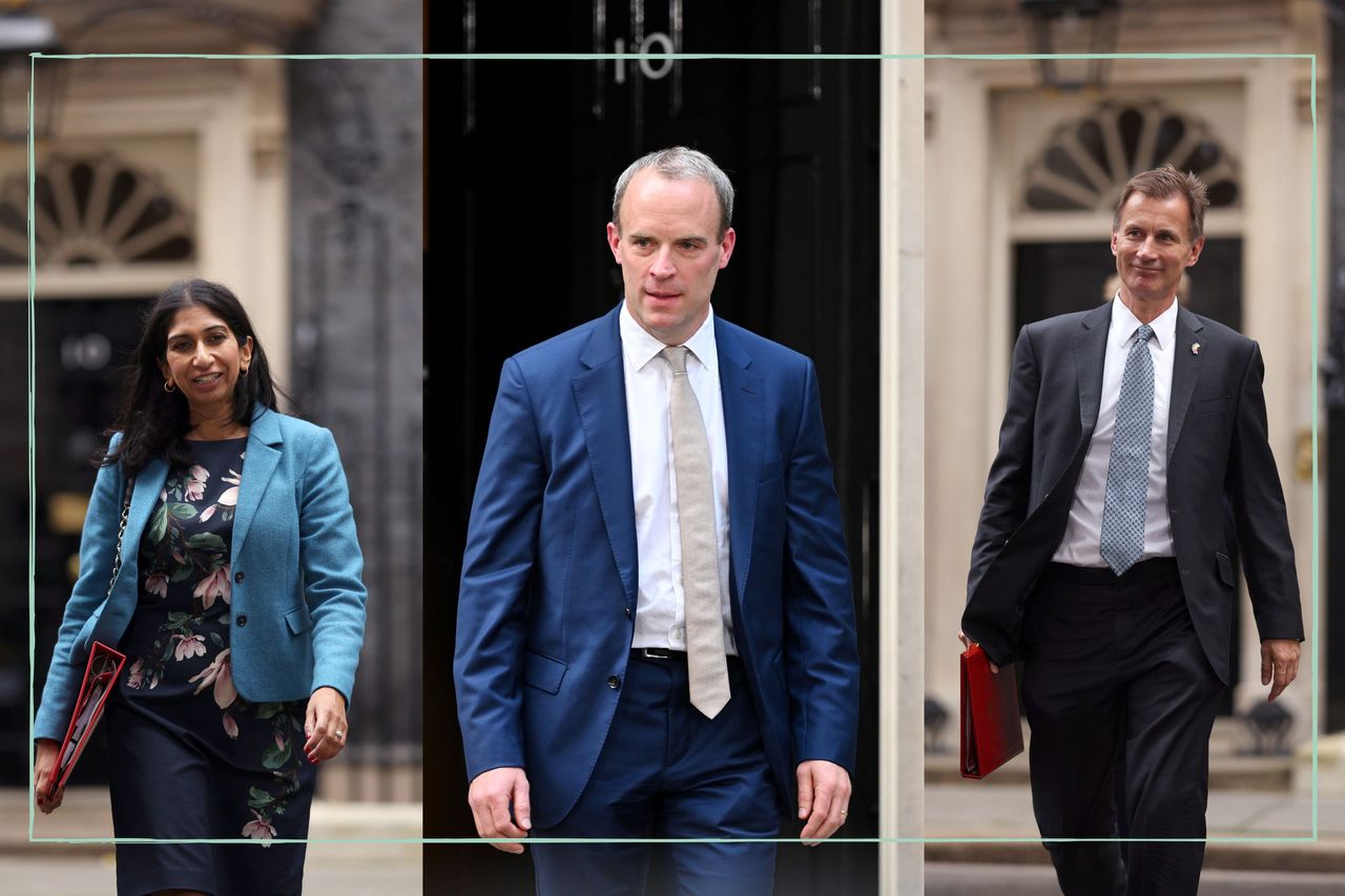 A collage of ministers in the new Cabinet. Left to right: Suella Braverman, Dominic Raab, Jeremy Hunt