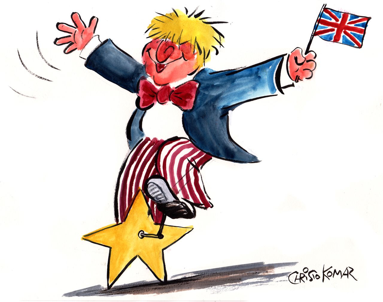 Political Cartoon World Brexit UK Boris Johnson on Unicycle