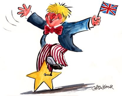 Political Cartoon World Brexit UK Boris Johnson on Unicycle