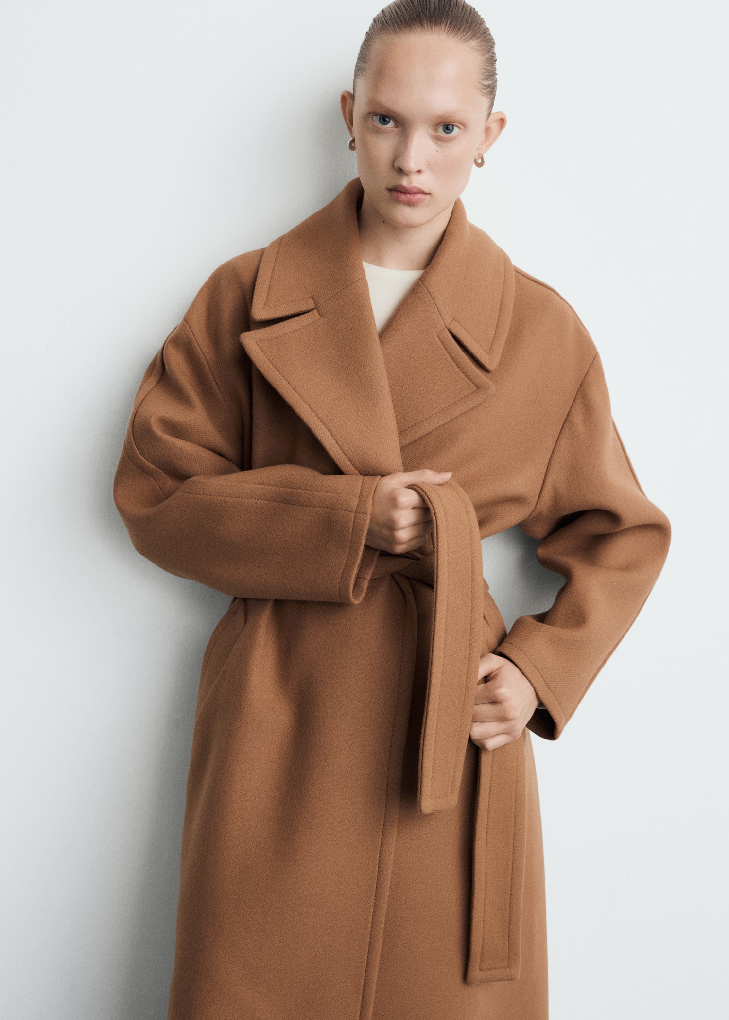 Manteco Wool Coat With Belt - Women | Mango United Kingdom