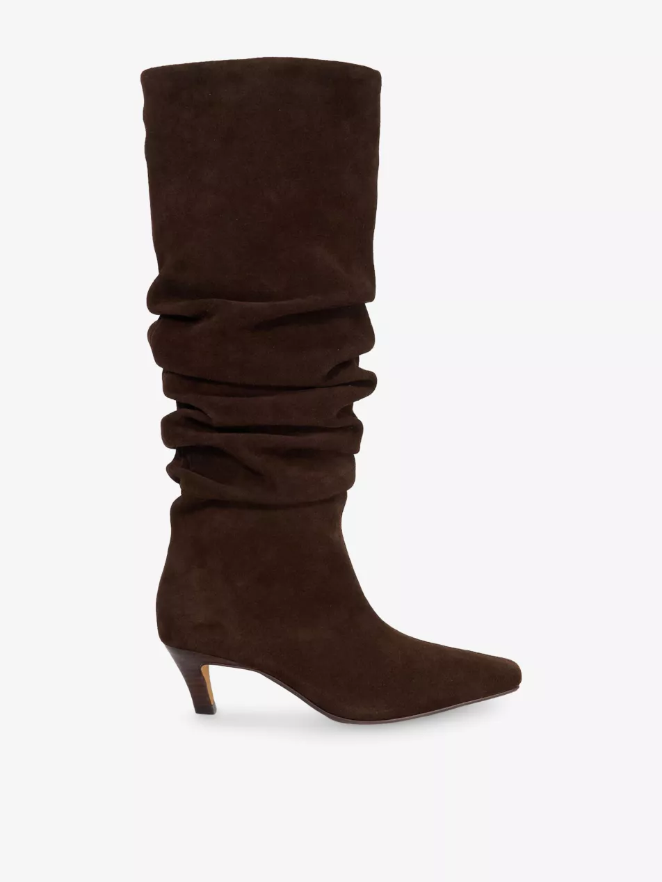 Saunders Slouchy Heeled Suede Mid Boots