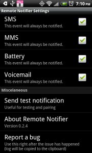 Remote Notifier settings -- 3