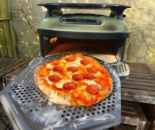 A pepperoni pizza made in the Gozney Tread