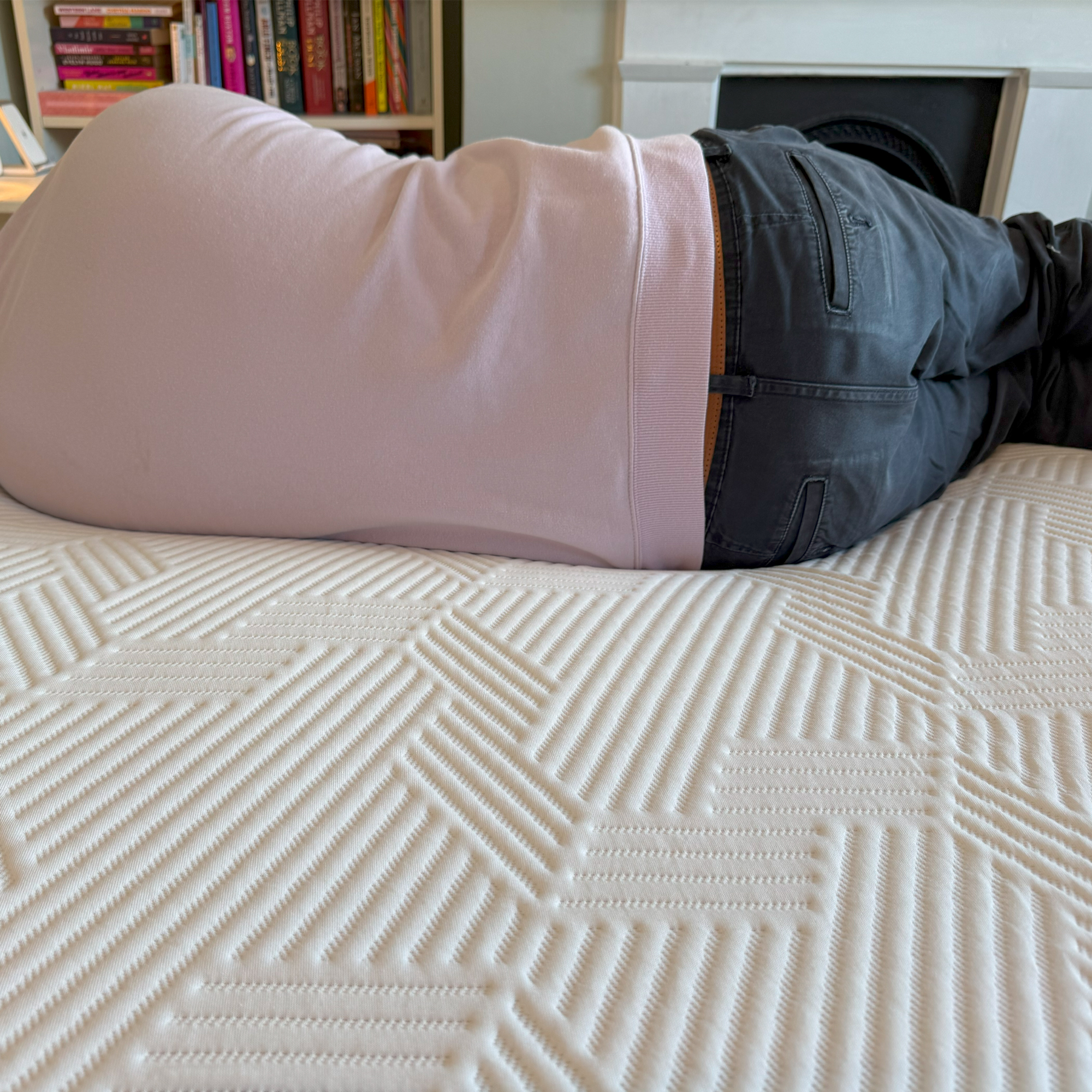 Emma Hybrid Airgrid mattress being tested at home