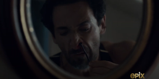 adrien brody pulling worm from his nose in chapelwaite
