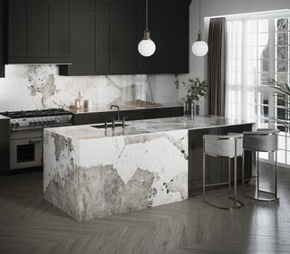 marble kitchen island with seating