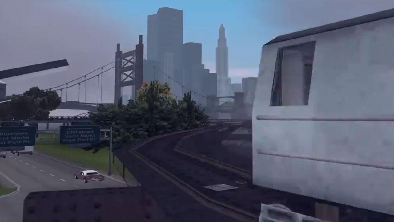 Cityscape with a trainline in foreground