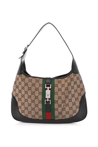 Gucci Monogram Web Jackie O Hobo Dark Brown