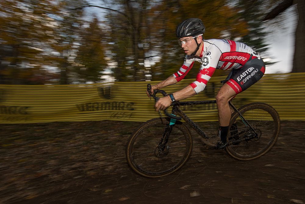 Michael Van Den Ham (Can) Garneau - Easton Cycling takesd on a descent during the early laps of the race.