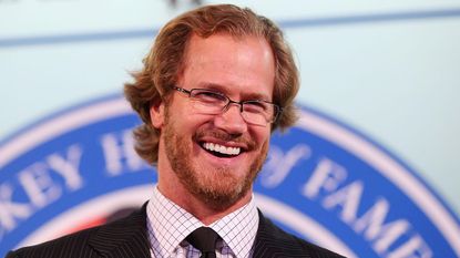 Chris Pronger speaks at a press conference at the Hockey Hall of Fame and Museum on Nov. 6, 2015, in Toronto, Ontario, Canada.
