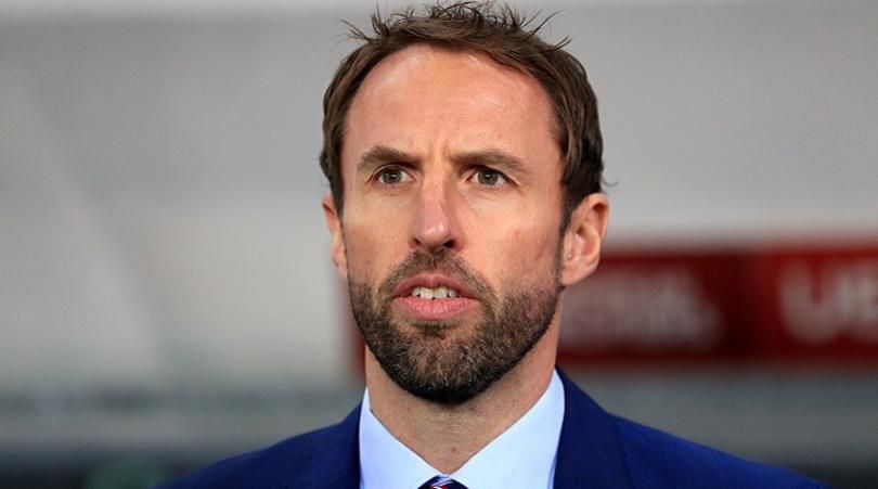 Gareth Southgate stood in front of the dugout