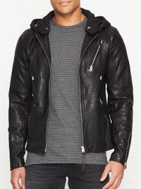 AllSaints Men's Harwood Detachable Hooded Leather Jacket £348 £240 @ Very