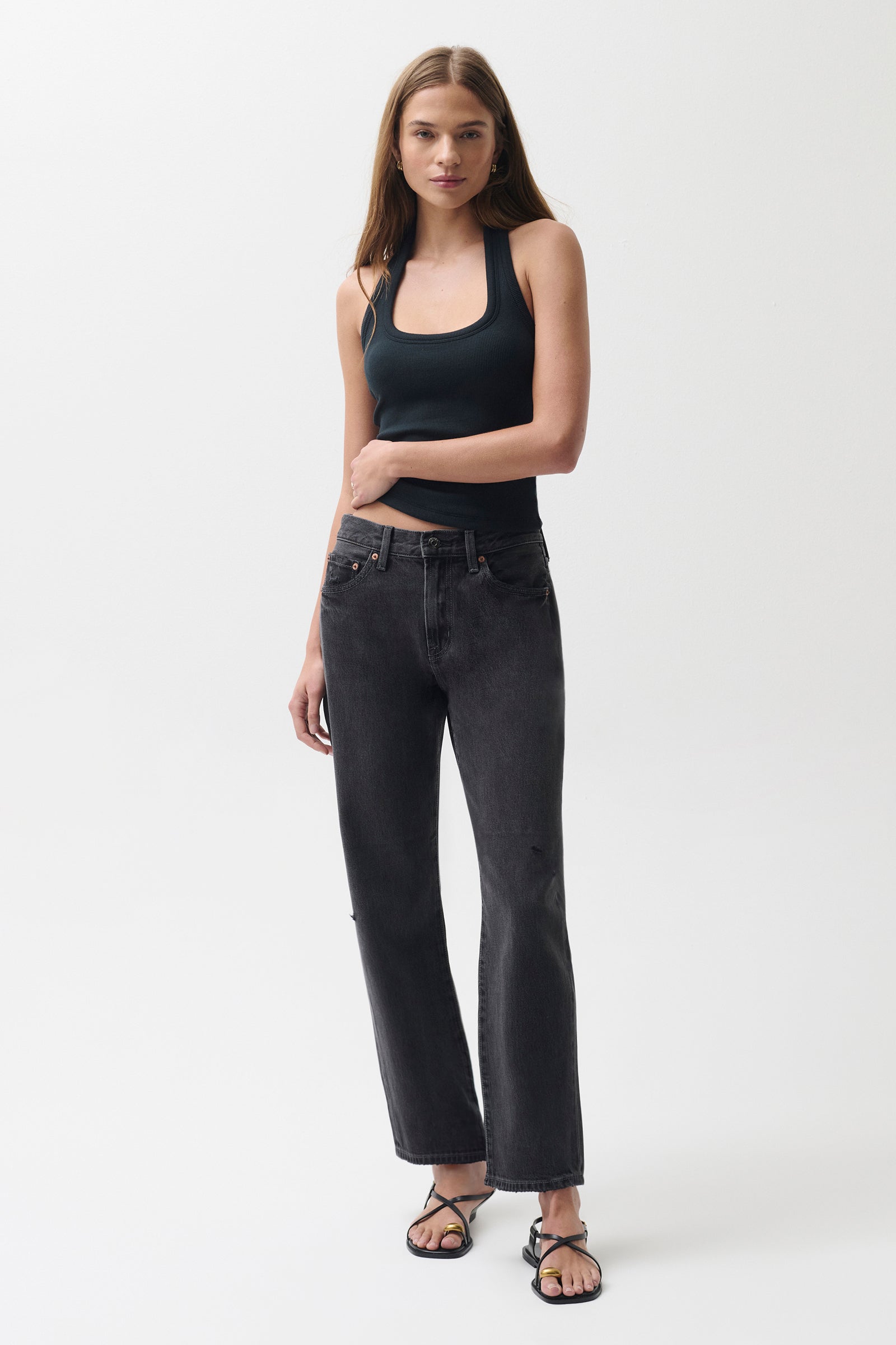 Lexi Mid Rise Bowed Straight Jean - Mercury - Mercury / 23