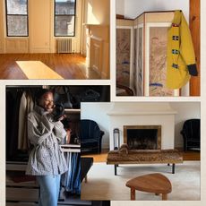 Photo collage of empty spaces, closets, and things associated with moving homes and apartme