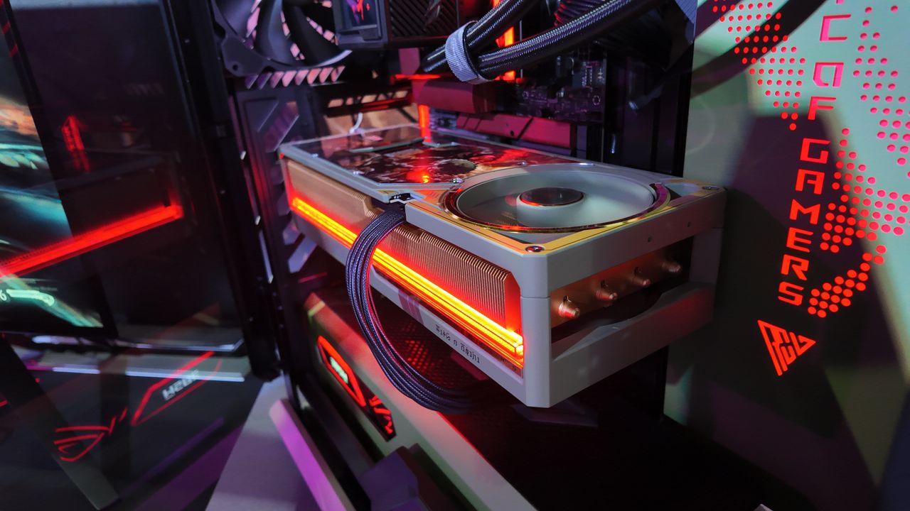 A Doom: The Dark Ages inspired RTX 5080 Astral shown off at Computex 2025.