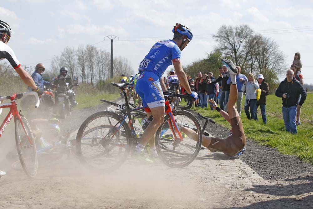 Johan Vansummeren (Ag2r-La Mondiale) takes a tumble
