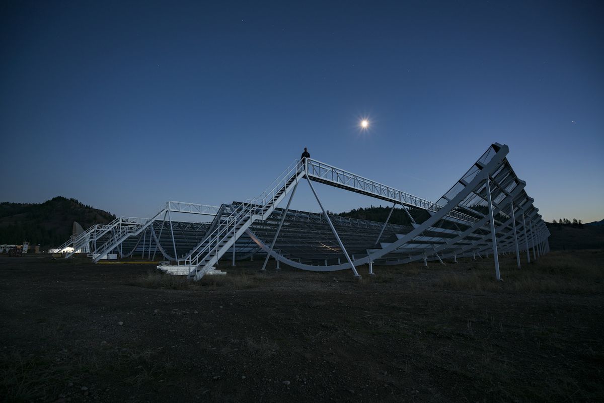 The CHIME telescope is an impressive piece of construction. See the person there at the top?