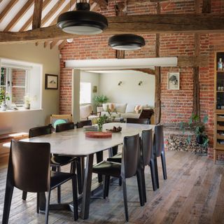 Main kitchen, full hight ceiling, exposed beams, habidshery cabinet