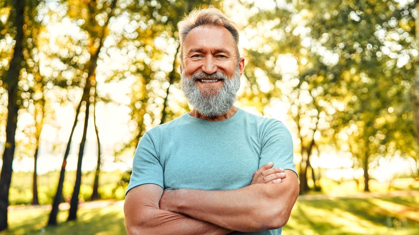 a senior man in exercise kit