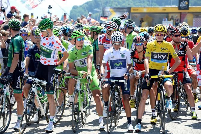 The stage 20 jersey holders in Annecy