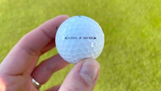 A close up image of the new Mizuno Pro S golf ball