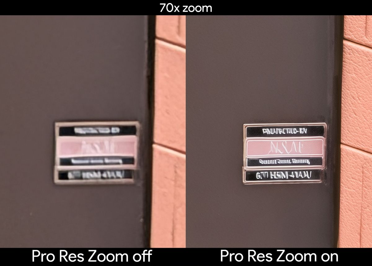 Examples of how Pro Res Zoom on a Pixel 10 Pro can enhance or ruin an image by using AI to sharpen details