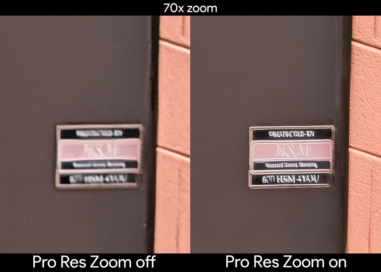Examples of how Pro Res Zoom on a Pixel 10 Pro can enhance or ruin an image by using AI to sharpen details