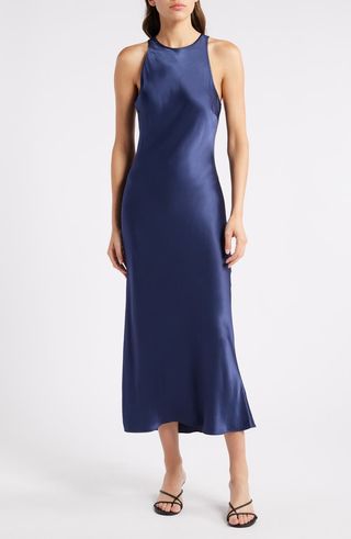 Solene Sleeveless Satin Midi Dress