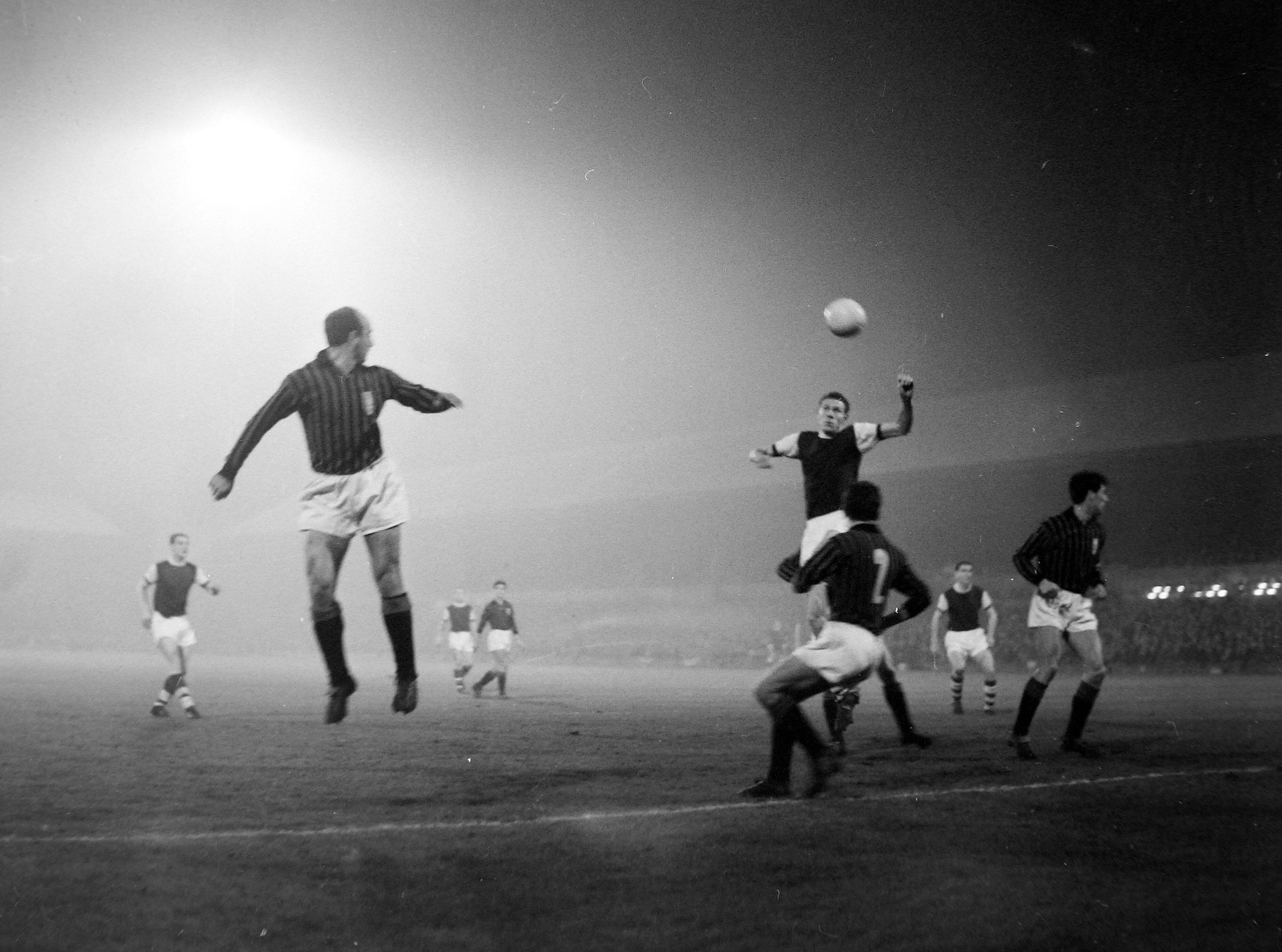 Action from Ipswich Town v Milan at Portman Road in the first round of the 1962/63 European Cup