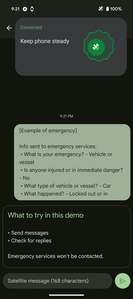 After connecting, your Pixel 9 will automatically send the answers you provided to the on-screen questions to authorities.