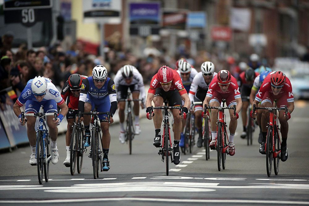 Arnaud Demare (FDJ) brings home the chasing peloton