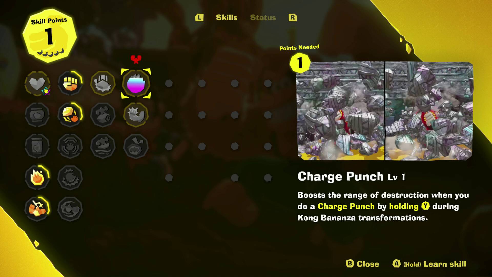 Donkey Kong Bananza skill tree