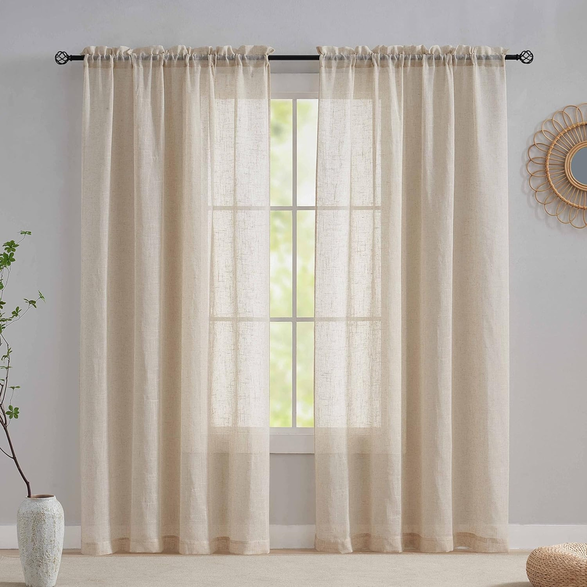 Home Brilliant Premium linen half -contained curtains