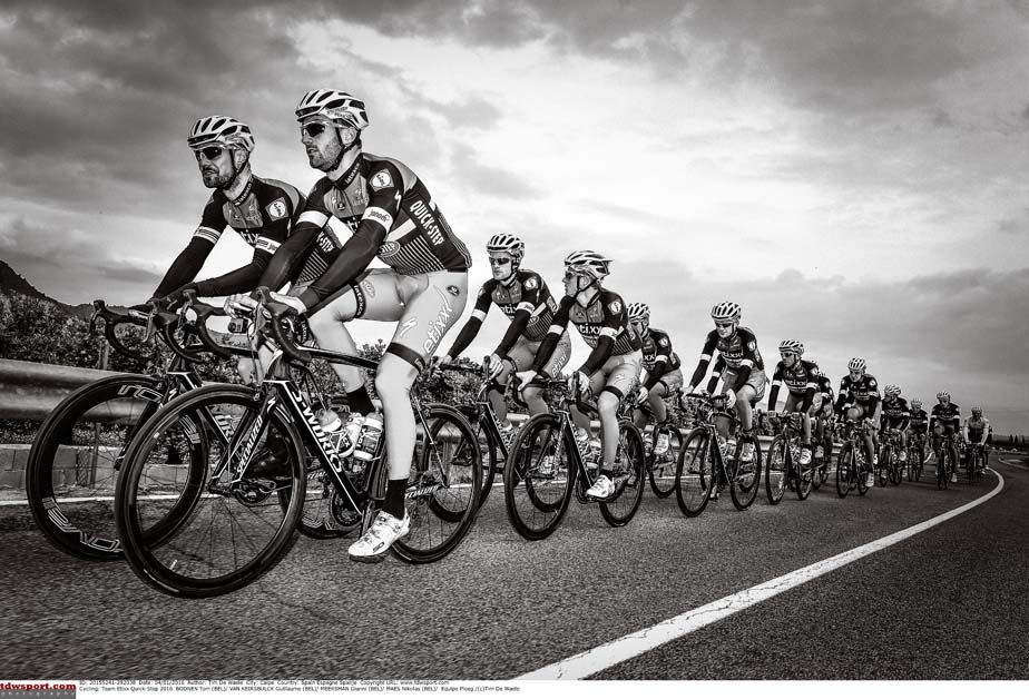 The Etixx-QuickStep team head out for a training ride