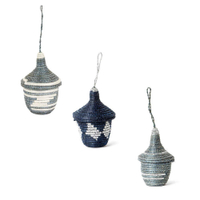 Mini Lidded Ornament Baskets - Charcoal &amp; Navy Set of Three