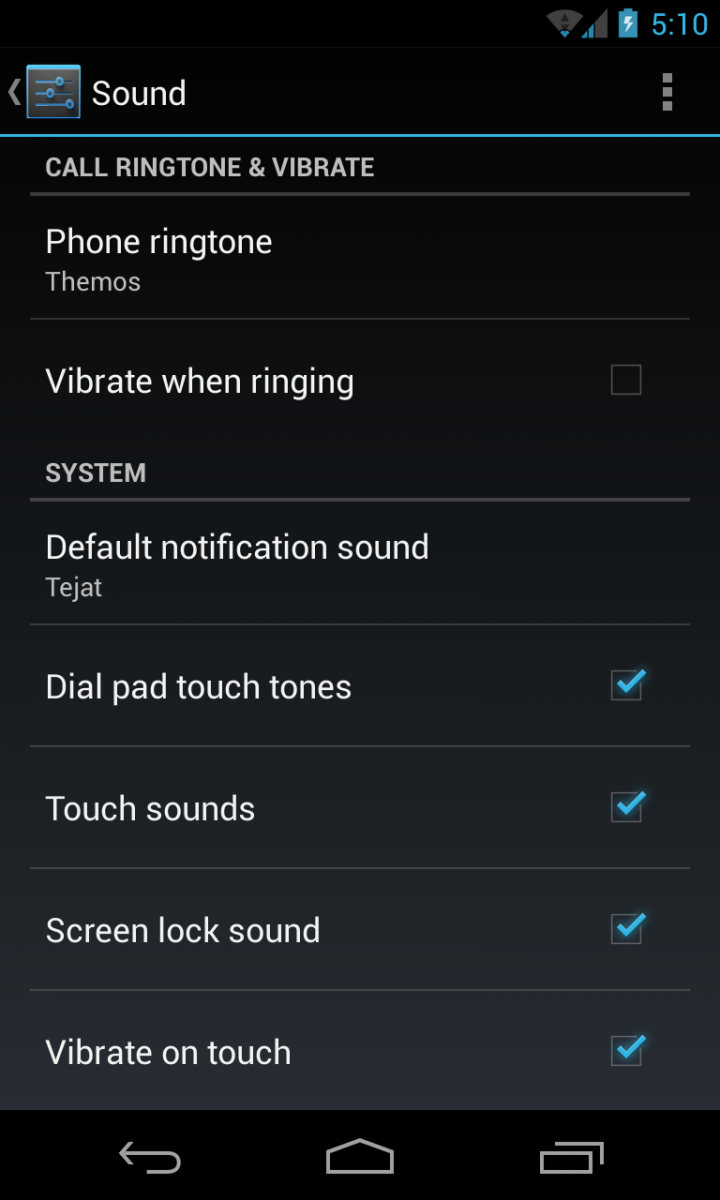 Android Sound Settings