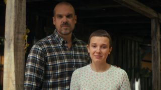 A press photo of Hopper and Eleven in Season 4 of Stranger Things.