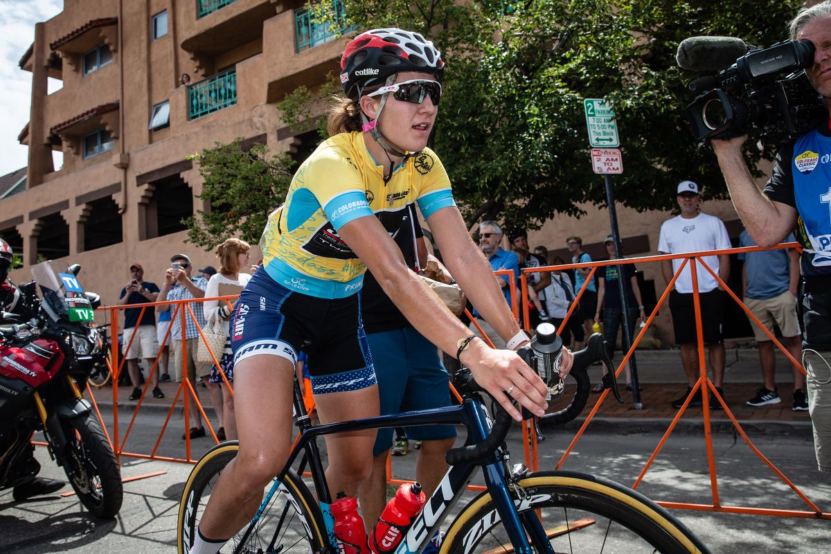 Chloe Dygert (Sho-Air Twenty20) after winning stage 3 of the Colorado Classic on August 24, 2019 in Golden, Colorado.