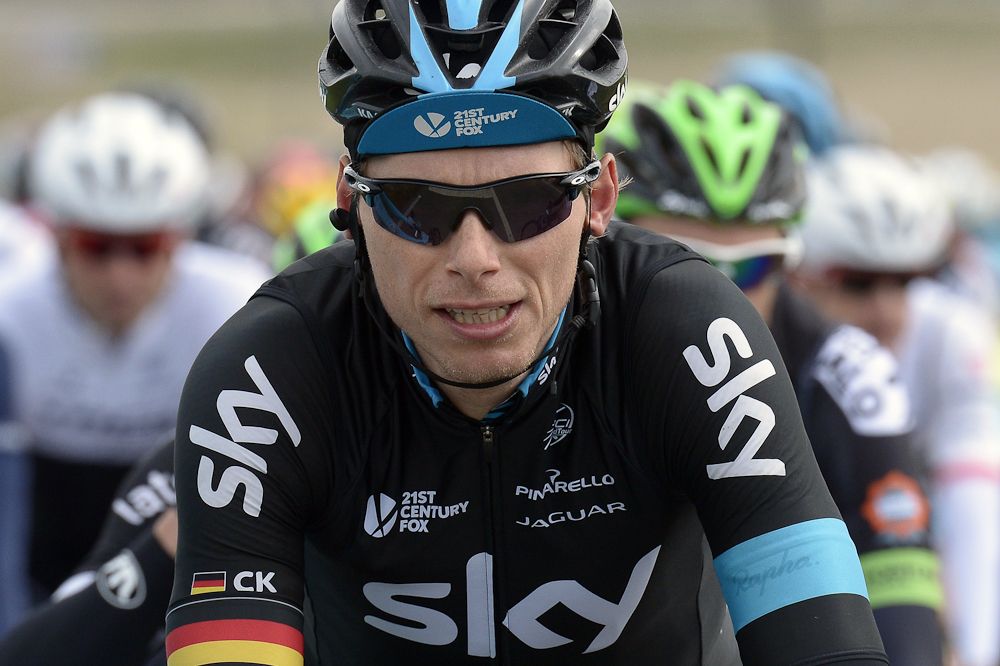 Germany's Christian Knees rides in the pack during the first stage of the 73rd edition of the Paris-Nice.